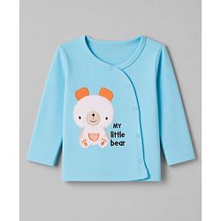 Babyhug 100% Cotton Interlock Knit Front Open Full Sleeves Striped Jhablas With Teddy Bear Print & Applique Pack of 3 - Yellow, White & Light Blue