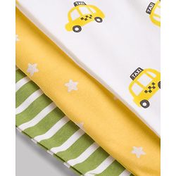 Babyhug 100% Cotton Knit Full Length Striped Star & Vehicles Printed Diaper Leggings Pack of 3 - Multicolor