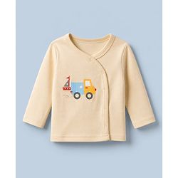 Babyhug 100% Cotton Interlock Knit Jhablas with Full Sleeves and Truck Print Pack of 3 in Cream