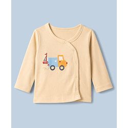 Babyhug 100% Cotton Interlock Knit Jhablas with Full Sleeves and Truck Print Pack of 3 in Cream