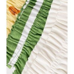 Babyhug 100% Cotton Knit Full Length Striped & Dino Printed Diaper Leggings Pack Of 3 - Green Yellow & White