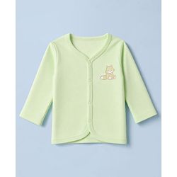 Babyhug 100% Cotton Knit Full Sleeves Striped Jhablas with Animal & Farm Print Pack of 3 - Peach , Green & White