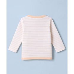 Babyhug 100% Cotton Knit Full Sleeves Striped Jhablas with Animal & Farm Print Pack of 3 - Peach , Green & White