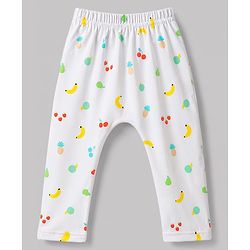 Babyhug 100% Cotton Knit Full Length Diaper Leggings With Fruit Print Pack of 3 - Multicolor
