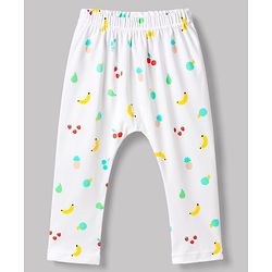 Babyhug 100% Cotton Knit Full Length Diaper Leggings With Fruit Print Pack of 3 - Multicolor