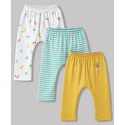 Babyhug 100% Cotton Knit Full Length Diaper Leggings With Fruit Print Pack of 3 - Multicolor