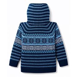 Babyhug Knit Full Sleeves Hooded Sweater With Floral Design - Navy Blue