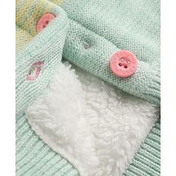 Babyhug Knit Front Open Full Sleeves Hooded Sweater with Fox Applique and Color Block - Yellow