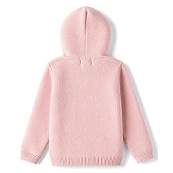 Babyhug Knit Full Sleeves Hooded Sweater With Bunny Patch - Pink