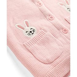Babyhug Knit Full Sleeves Hooded Sweater With Bunny Patch - Pink