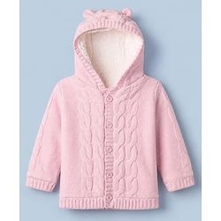 Babyhug Fur- Lined Hooded Sweater PINK 18-24m
