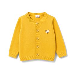 Babyhug Knit Full Sleeves Bear Embroidered Front Open Sweater - Yellow