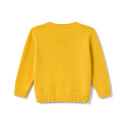 Babyhug Knit Full Sleeves Bear Embroidered Front Open Sweater - Yellow