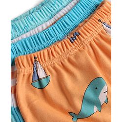 Babyhug Cotton Interlock Knit Full Length Diaper Leggings With Sea Life Print Pack of 3 - Multicolor