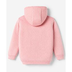 Babyhug Knit Front Open Hooded Sweater with Full Sleeves and Flowers and Bird Embroidery in Pink