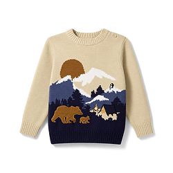 Babyhug Knit Full Sleeves Bear Embroidered Pullover Sweater - Beige