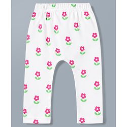 Babyhug Cotton Knit Full Length Diaper Leggings WIth Floral & Bow Print Pack of 3 - Multicolor
