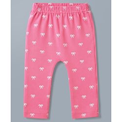 Babyhug Cotton Knit Full Length Diaper Leggings WIth Floral & Bow Print Pack of 3 - Multicolor