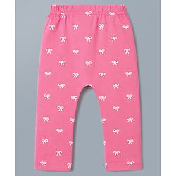 Babyhug Cotton Knit Full Length Diaper Leggings WIth Floral & Bow Print Pack of 3 - Multicolor