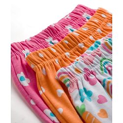 Babyhug Cotton Knit Full Length Diaper Leggings With Floral Heart & Rainbow Print Pack of 3 - Multicolor