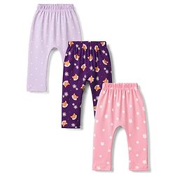 Babyhug Interlock Knit Full Length Diaper Leggings with Fox & Star Print Pack of 3 - Multicolor