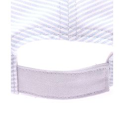 Babyhug 100% Cotton Woven Striped Baseball Cap With Bear Embroidery & Ear Applique Light Blue - Diameter 14.5 cm