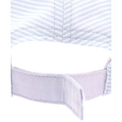 Babyhug 100% Cotton Woven Striped Baseball Cap With Bear Embroidery & Ear Applique Light Blue - Diameter 14.5 cm