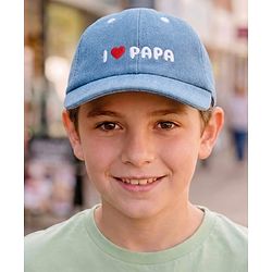 Babyhug Denim Woven Baseball Cap With Text Embroidery Light Blue - Diameter 14.5 cm