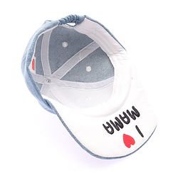 Babyhug Denim Woven Baseball Cap With Text Embroidery Light Blue - Diameter 14.5 cm
