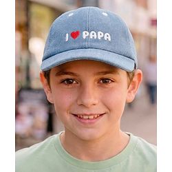 Babyhug Denim Woven Baseball Cap With Text Embroidery Light Blue - Diameter 14.5 cm