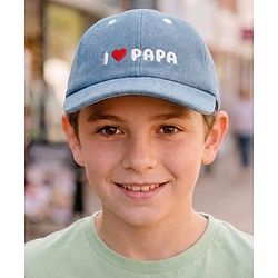 Babyhug Denim Woven Baseball Cap With Text Embroidery Light Blue - Diameter 14.5 cm