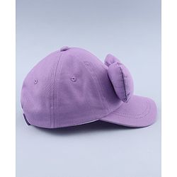 Babyhug 100% Cotton Woven Solid Colour Baseball Cap With Bow Applique - Lilac