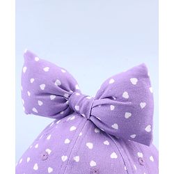 Babyhug 100% Cotton Woven Summer Cap With Bow Applique & Heart Print Lilac - Diameter 21.5 cm