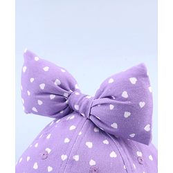 Babyhug 100% Cotton Woven Summer Cap With Bow Applique & Heart Print Lilac - Diameter 21.5 cm