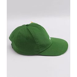 Babyhug 100% Cotton Woven Summer Cap With Text Emroidery & Dino Applique Olive Green - Diameter 20.5 cm