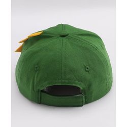 Babyhug 100% Cotton Woven Summer Cap With Text Emroidery & Dino Applique Olive Green - Diameter 20.5 cm