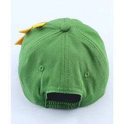 Babyhug 100% Cotton Woven Summer Cap With Text Emroidery & Dino Applique Olive Green - Diameter 20.5 cm
