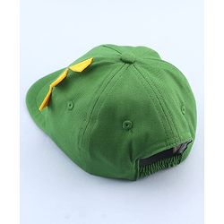 Babyhug 100% Cotton Woven Summer Cap With Text Emroidery & Dino Applique Olive Green - Diameter 20.5 cm