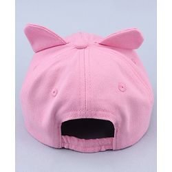 Babyhug 100% Cotton Woven Baseball Cap With Kitty Face Face Embroidery - Pink