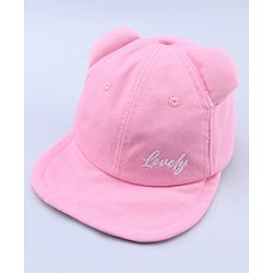 Babyhug Cotton Woven Baseball Cap With Text Embroidery Pink - Diameter 17 cm