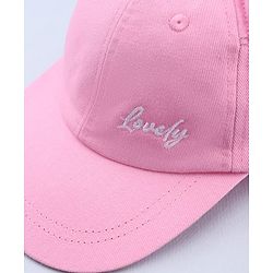Babyhug Cotton Woven Baseball Cap With Text Embroidery Pink - Diameter 17 cm