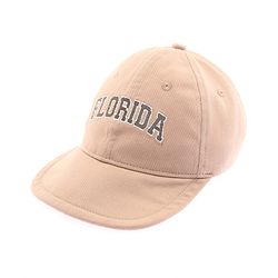 Babyhug 100% Cotton Woven Text Embroidered Baseball Cap Light Brown - Diameter 19 cm