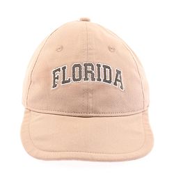 Babyhug 100% Cotton Woven Text Embroidered Baseball Cap Light Brown - Diameter 19 cm