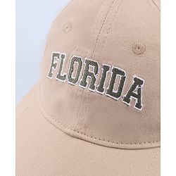 Babyhug 100% Cotton Woven Text Embroidered Baseball Cap Light Brown - Diameter 19 cm