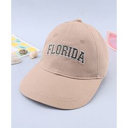 Babyhug 100% Cotton Woven Text Embroidered Baseball Cap Light Brown - Diameter 19 cm