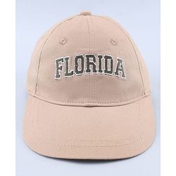 Babyhug 100% Cotton Woven Text Embroidered Baseball Cap Light Brown - Diameter 19 cm