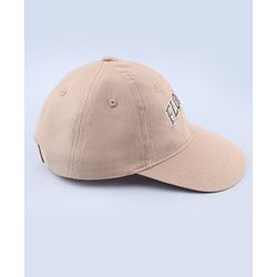 Babyhug 100% Cotton Woven Text Embroidered Baseball Cap Light Brown - Diameter 19 cm
