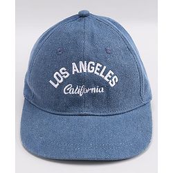 Babyhug Denim Woven Summer Cap With Text Embroidery Blue - Diameter 19 cm