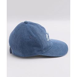 Babyhug Denim Woven Summer Cap With Text Embroidery Blue - Diameter 19 cm