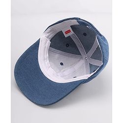 Babyhug Denim Woven Summer Cap With Text Embroidery Blue - Diameter 19 cm